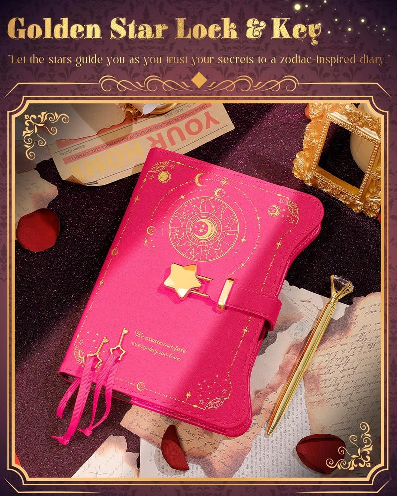 hi!SCI Diary with Lock and Keys for Girls and Women, Locking Diary for Gift Ideas with Gift Box and Pen and Bookmark, Journal for Women with 360 Kraft Pages, B6 Refillable Notebook with Lock for Writing (Barbie Pink) - Image 5